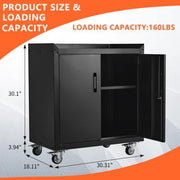 View Garage Storage Cabinet with Wheels, 2 Door Tool Cabinet with Adjustable Shelves, Metal Lockable Tool Cabinet, Rolling Tool Chest for Home, 34 H x 30.3 L x 18 W, Assembly Required image 4
