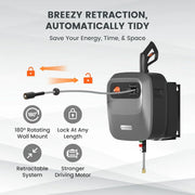 View Pressure Washer G20 Pro, 2500 PSI 2.2 GPM, 180° Wall Mounted Power Washer, Auto-retract with 65FT Hose Reel, 5 Nozzles for Floor/Cars/Fences/Patios, Dark Silver image 4