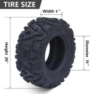 View 26x12x12 Atv Tires, Set of 2 Atv Tires 26x12-12 6PR, All Terrain Atv/Utv Off-Road Tires, Black image 4