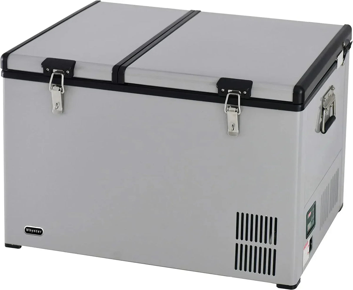 FM-65G 65 Quart Portable Refrigerator and Deep, AC 110V/ DC 12V, Real Chest Freezer for Car, Home, Camping, and RV with-8掳F to 50掳F Temperature Range, Gray, One Size