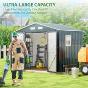 View 8x6FT Outdoor Steel Storage Shed with Clear Window, Lockable Doors, Weather-Resistant Metal Tool Shed for Garden, Backyard, Patio, and Utility Storage image 1