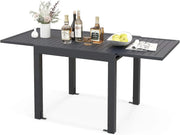 View Extensible outdoor dining table, patio table, all-weather aluminum frame, large rectangular lawn backyard garden terrace dining table, suitable for 4 to 6 people, dark gray (dark gray, slatted tabletop) image 2