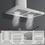 View 30-inch Wall Mount Range Hood 450CFM - Stainless Steel Kitchen Vent Hood, Ultra Quiet 55dB, Ducted/Ductless Convertible, 3-Speed + LED Light,... image 4