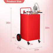 View 30 Gallon Fuel Caddy, Fuel Tank with Manual Transfer Pump for Gasoline & Diesel, Durable 4-Wheel Design, Mobile Fuel Storage for Cars, Trucks, Boats, Lawn Mowers, Red image 3