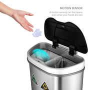 View 18 Gallon Dual Compartment Motion Sensor Trash Can, Automatic Hands-Free Kitchen Garbage Bin image 3