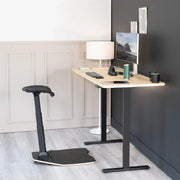 View Ergonomic inclined standing desk with chair, portable height-adjustable anti-fatigue cushion, suitable for home and office, black image 3