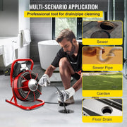 View Electric Drain Cleaner Machine by [Brand], 75 Ft x 3/8 Inch, Fits 1-4 Inch Pipes, Portable with 4 Cutters, Powerful Plumbing Tool for Clogs image 3