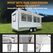 View Concession Window 36W x 36H Aluminum Alloy Food Truck Service Window with Sliding Screens & Awning Door, Hydraulic Lift, Locking Mechanism, Versatile for Catering image 4