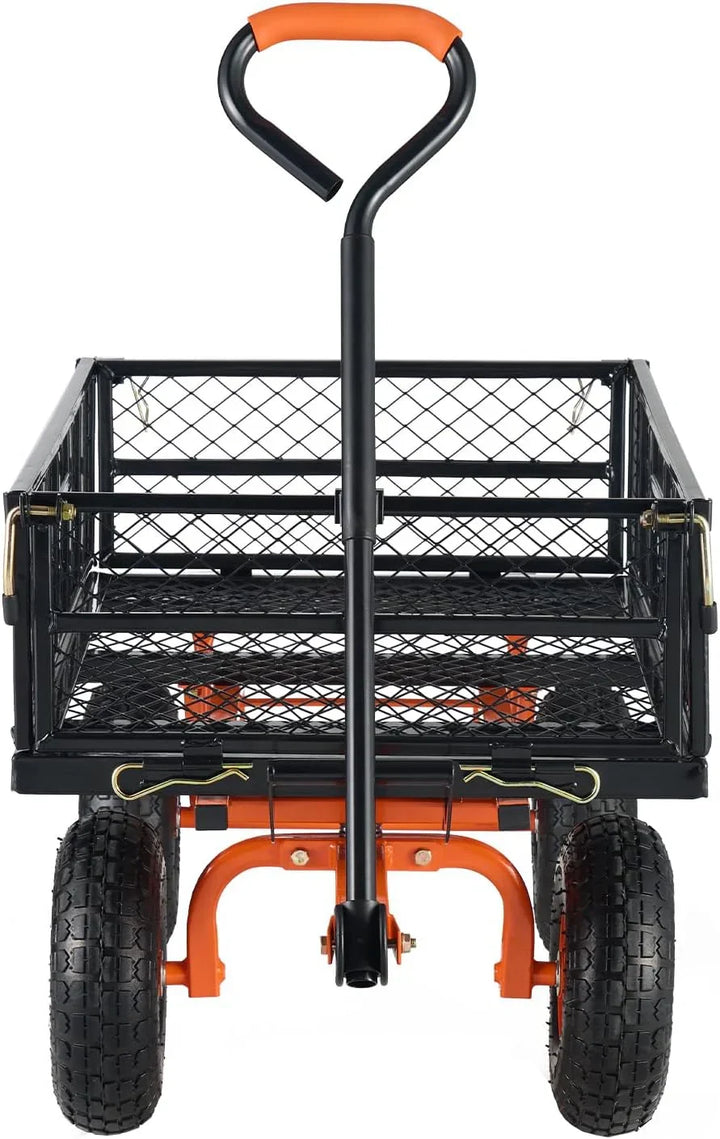 Garden Dump Cart, Heavy Duty Garden Wagon Yard Dump Wagon with Removable Sides, Convert to Flatbed, Utility Liner, 10in All Terrain Wheels