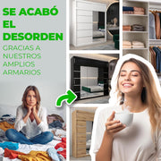 View ABIKSMEBLE Verona 4 200 Bedroom Wardrobe with Three Sliding Doors – Modern Storage Cabinet with Mirror, Coat Rack and Shelves – 200 x 200 x 62 cm – image 5
