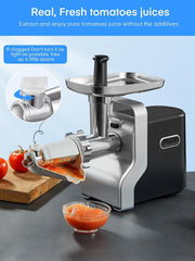 View Meat Grinder Heavy Duty, 3000W Max Ultra Powerful, 5 in 1 HOUSNAT Multifunction Electric Meat Grinder, Sausage Stuffer, Slicer/Shredder/Grater, Kubbe & Tomato Juicing Kits, Home Kitchen Use image 4