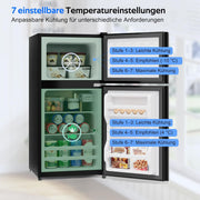 View Merax Kühlschrank mit Gefrierfach, 60L Kleiner Kühlschrank, kompakt, Glastür, LED-Innenbeleuchtung, manuelle Temperaturregelung, Glasablagen, 45 dB(A) image 5