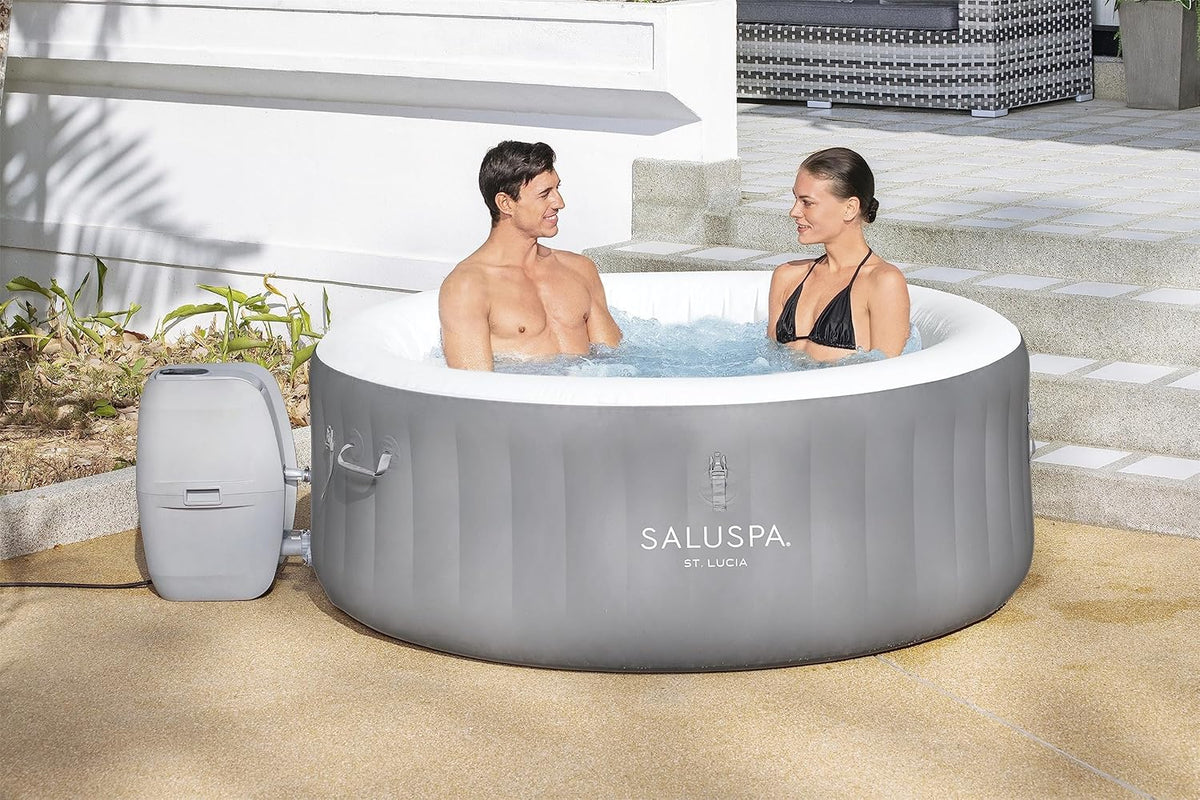 71 x 26-Inch Inflatable Hot Tub Spa for 2-4 Persons, Portable, with 2 Covers, Black