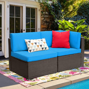 View Devoko 5 Pieces Patio Furniture Sets All Weather Outdoor Sectional Patio Sofa Manual Weaving Wicker Rattan Patio Seating Sofas with Cushion and Glass Table(Beige) image 3
