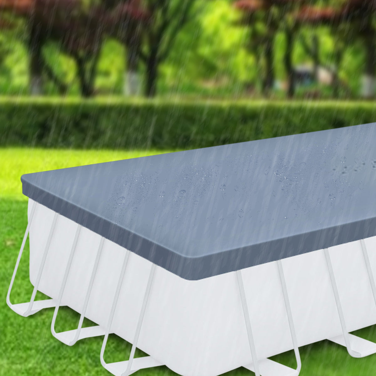24" Durable Rectangular Pool Cover – Gray, for Oasis & Activity Pools
