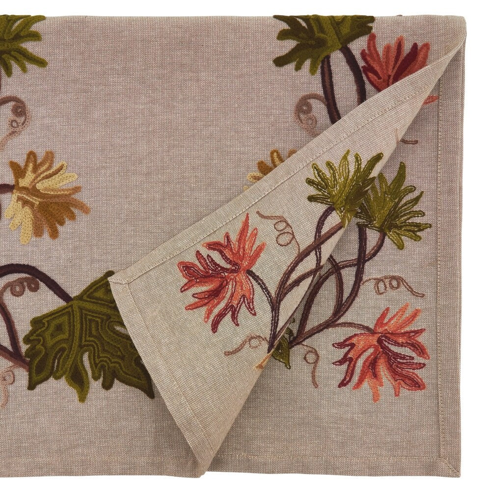 16x72 Inch Embroidered Fall Leaf Table Runner, Autumn Decorative Dining Table Runner for Home and Holiday Decor