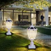 View 2-Heads Outdoor Solar Lamp Post Lights with Dusk to Dawn Sensor, Classic Exterior Solar Pole Lights with Waterproof, Black Street Lights with Clear Glass for Garden, Patio, Pathway, Driveway image 3