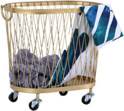View Laundry Hamper with Wheels, Round Mesh Metal Rolling Basket, Iron for Bathroom, Bedroom, Room, Toy & Clothes Storage - 45 * 42.5cm image 1