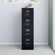 View 4-Drawer Lockable File Cabinet, Black, 25-Inch D x 15-Inch W image 2