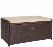View Barton Outdoor Storage Bench Rattan Style Deck Box Wicker Patio Furniture Water Resistance w/Seat Cushion, 60-Gallon, Brown image 1