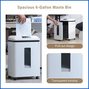 View Professional Commercial Paper Shredder: P-7 Security Super Micro-Cut 1x1.7mm 7 Sheets/CDs/Cards/Staples 6-Gal Bin Heavy Duty for Home/Office/Industrial/Business Use-Confidential Documents image 4