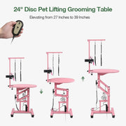 View Electric Hydraulic Lift Pet Dog Grooming Table, 24Inch 360° Rotating Grooming Desktop for Small Dogs, with Overhead Arm, Wireless Remote, Tool Organizer, Black image 2
