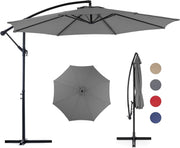 View 9.8FT Offset Patio Umbrella Hanging Cantilever Umbrella Outdoor Sun Shade with Easy Tilt Adjustment, 8 Ribs, UV Protection for Backyard, Lawn, Garden and Pool, Blue image 1