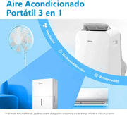 View MIDEA Pingüino Aire Acondicionado Portátil 3 en 1 | 3000 Frigorías / 12000 BTU | Air conditioner Silencioso 43m2 - Deshumidificador Ventilador image 3