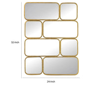 View 32 Inch Luxury Wall Decor Mirror, 8 Gold Finish Curved Metal Frames image 5