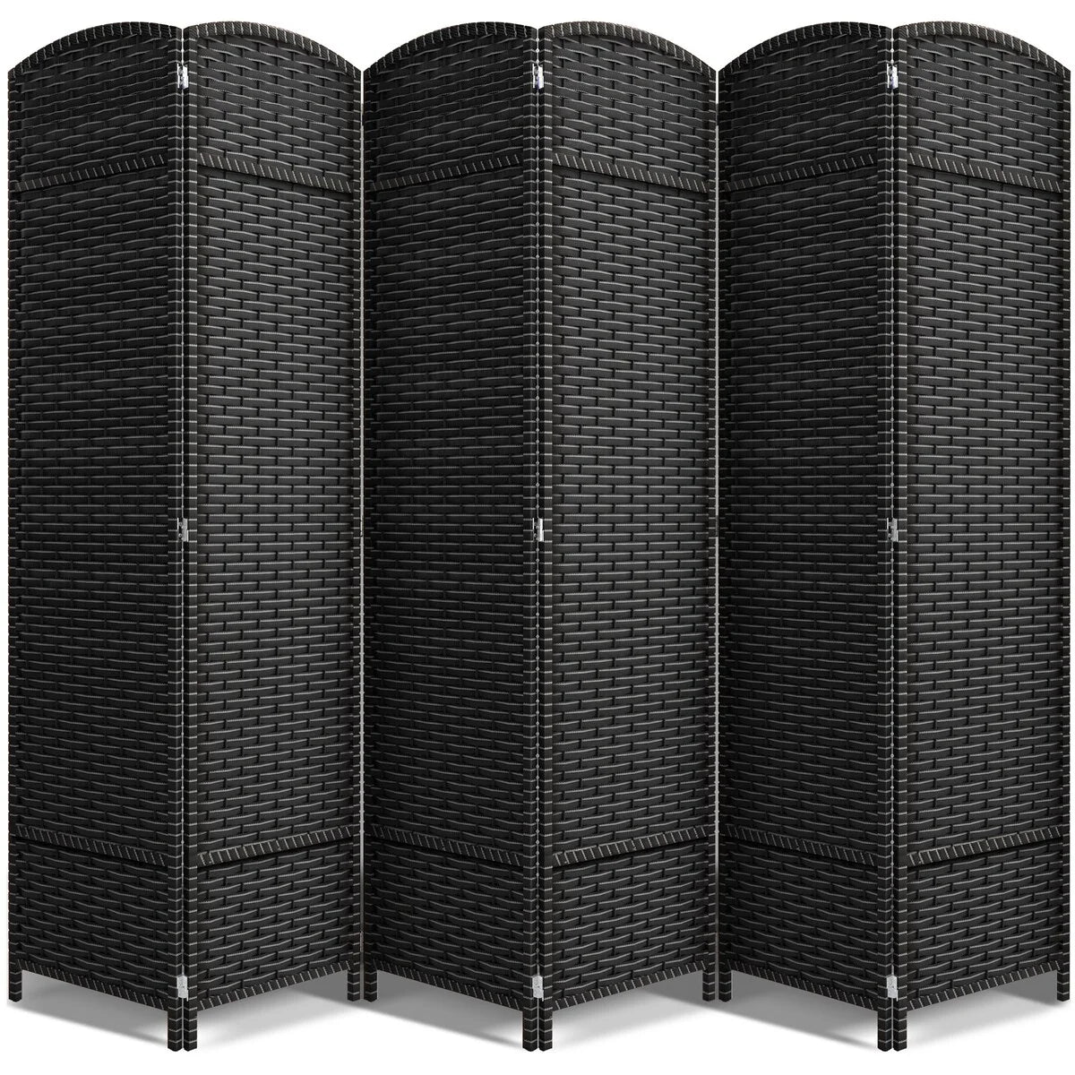 6 Panel Room Divider, 6ft Tall Extra Wide Folding Privacy Screen with Hand-Woven Mesh Panels