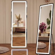 View 64 x 21 Inch Full Length LED Floor Mirror with Stand, Wall Mounted Full Body Mirror image 1