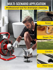 View Electric Drain Cleaner Machine by [Brand], 75 Ft x 3/8 Inch, Fits 1-4 Inch Pipes, Portable with 4 Cutters, Powerful Plumbing Tool for Clogs image 4