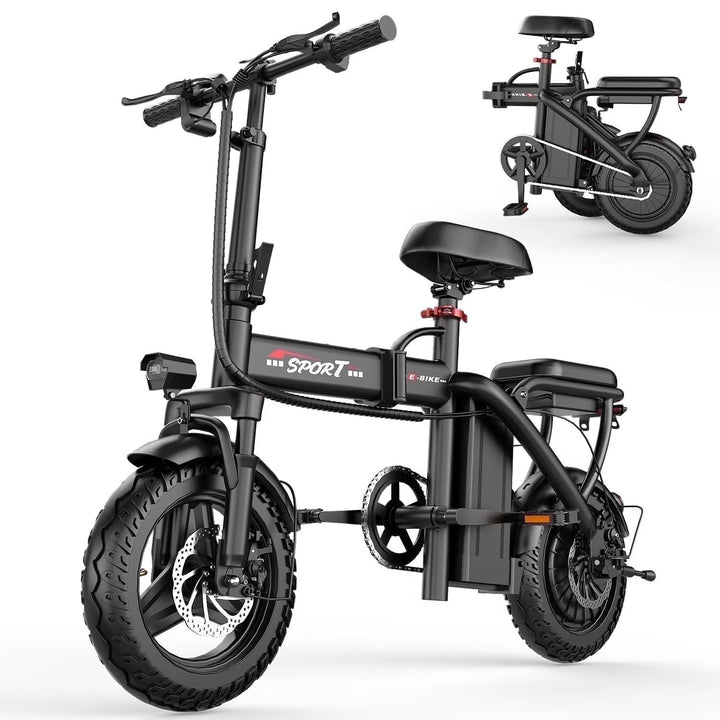14 in Electric Bike with Dual Front Suspension 500W Folding Ebike, Up to 25Miles 20MPH, 48V Removable Lithium-Battery, 14 in Foldable Commuting...
