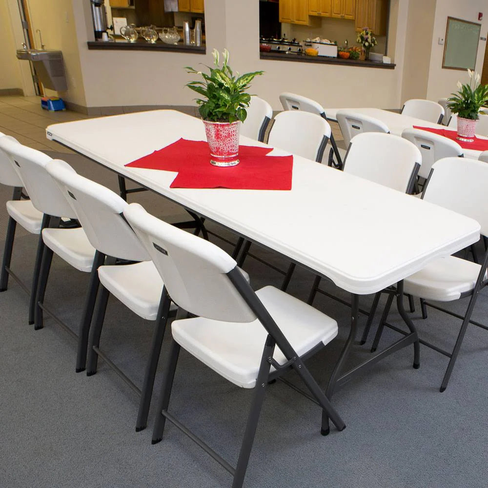 4-Pack Commercial 8-Ft. Folding Tables, Stacking, White