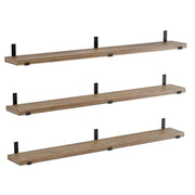 View 72 Inch Floating Wood Wall Shelves, Set of 3 Burnt Wood Display and Storage Shelves for Home Decor image 5