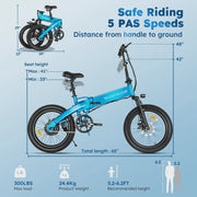 View Alpha Joy Electric Bike for Adults 20 in, Rated 500W E-Bike 48V 13AH UL2849 image 6