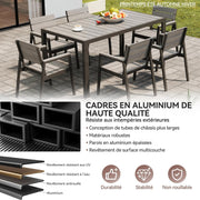 View Devoko HDPS Conjunto de jardín de exterior de 7 piezas, resistente a la intemperie,con mesa de 150 cm y 6 sillas de jardín de exterior de aluminio, image 6
