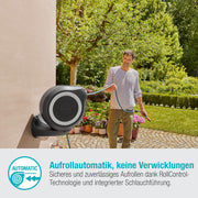 View Gardena Wand-Schlauchbox RollUp M 20 m: Flexible Bewässerung für mittelgroße Gärten, schwenkbare Schlauchtrommel, mit Wandhalterung, Systemteilen und image 3