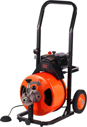 View 100FT x 1/2-Inch Drain Cleaner Machine, Auto-Feed Sewer Snake with 4 Cutters and Foot Switch for 1-4 Inch Pipes image 3