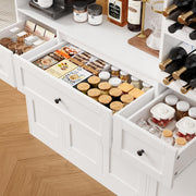 View 72" Tall Kitchen Pantry with Wine Rack, Pantry Cabinet with Microwave Stand, Large Hutch with Ample Storage, Hutch Cabinet for Kitchen, Dining, Living Room, White image 3