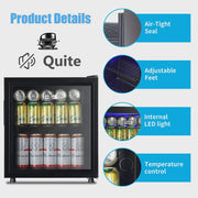 View 62-Can Beverage Cooler and Refrigerator, Small Mini Fridge for Home, Office or Bar with Glass Door and Adjustable Removable Shelves Perfect for... image 4