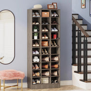 View 10-Tier Tall Shoe Cabinet, 30-Pair White Wood Shoe Storage Rack for Entryway and Closet image 3