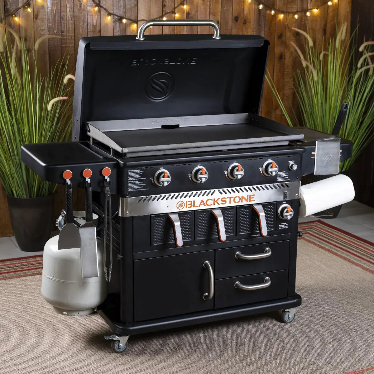 36-Inch 4-Burner Outdoor Griddle with Air Fryer, Multi-Function Gas Grill and Griddle Cooking Station