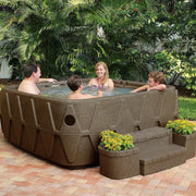 View 4-Person Square Plug-and-Play Hot Tub with Ozonator – 20 Stainless Steel Jets, LED Waterfall, 110V image 2