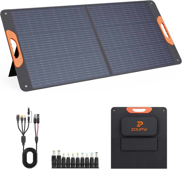 200 Watt Portable Solar Panel for Power Station,RV Essentials,200W 20V Foldable Solar Charger with Solar Cable,23.5% High Efficiency IP67 Waterproof 4 Kickstands for Camping RV Road Trip