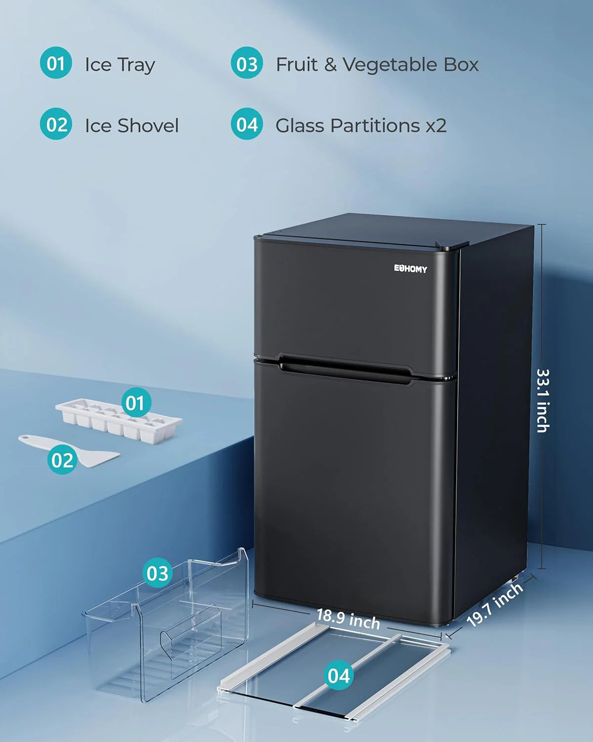 3.2 Cu. Ft. 2-Door Mini Fridge with Freezer, Compact Refrigerator, Silver