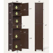 View 67 Inch Tall Narrow Bathroom Linen Cabinet, 5-Tier Solid Wood Freestanding Storage Cabinet image 4