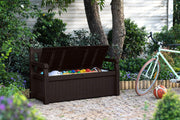 View 70 Gallon Storage Bench Deck Box for Patio Furniture, Front Porch Decor and Outdoor Seating -- Perfect to Store Garden Tools and Pool Toys, Brown image 2