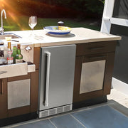 View 15 Inch Outdoor Refrigerator, Weather Proof Stainless Steel Beverage Beer Cooler Under Counter Fridge, Indoor/Outdoor Refrigerator with 3 Shelves for Patio Kitchen and Commercial Use image 2