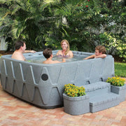 View 4-Person Square Plug-and-Play Hot Tub with Ozonator – 20 Stainless Steel Jets, LED Waterfall, 110V image 3